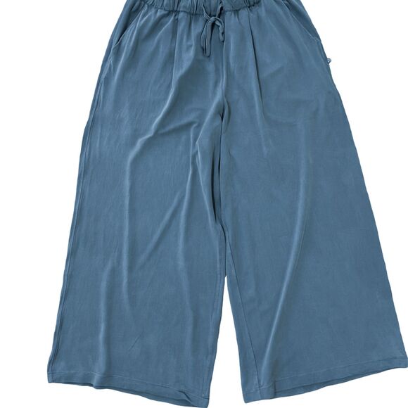 Lululemon Flow In Elegance Crop Blue Cupro Drape Wide Leg Lounge Pants Sz 4 - Picture 3 of 9